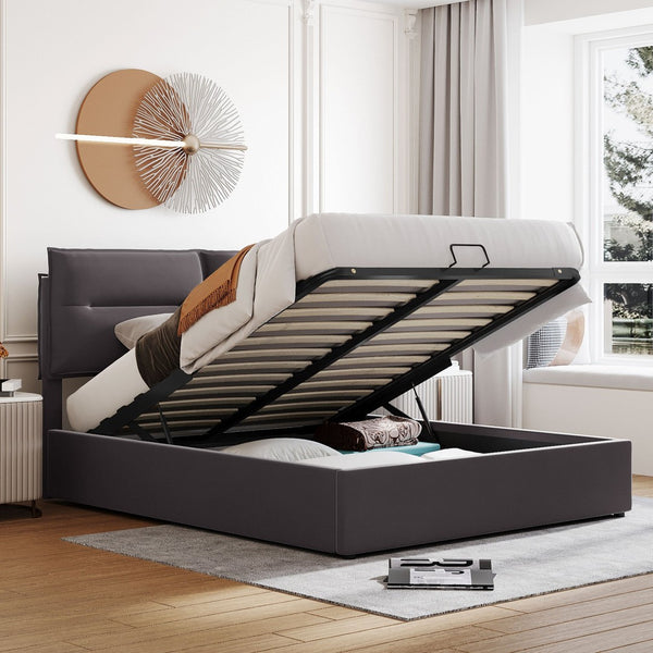 HomeRoots Gray Tufted Upholstered Queen Bed Frame - Luxurious Comfort, Modern Design & Easy Assembly for Your Bedroom 590695