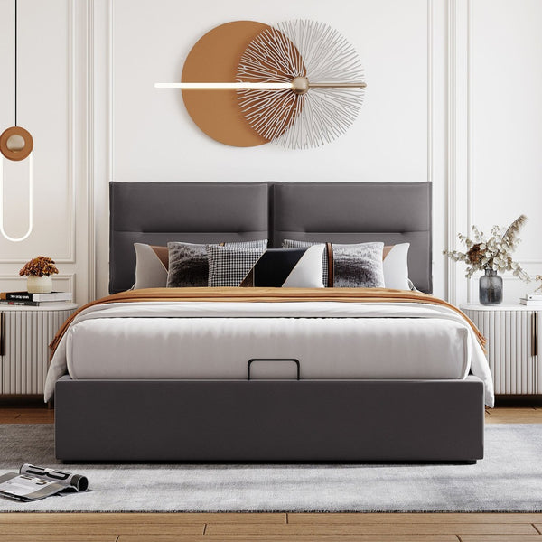 HomeRoots Gray Tufted Upholstered Queen Bed Frame - Luxurious Comfort, Modern Design & Easy Assembly for Your Bedroom 590695
