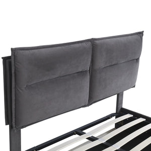 HomeRoots Gray Tufted Upholstered Queen Bed Frame - Luxurious Comfort, Modern Design & Easy Assembly for Your Bedroom 590695