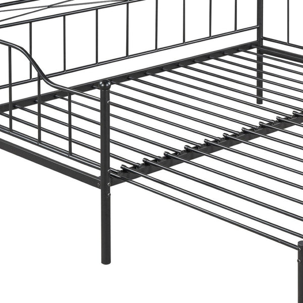 HomeRoots Black Metal Twin Day Bed with Trundle - Stylish Multi-Functional Seating & Sleeping Solution! 590696