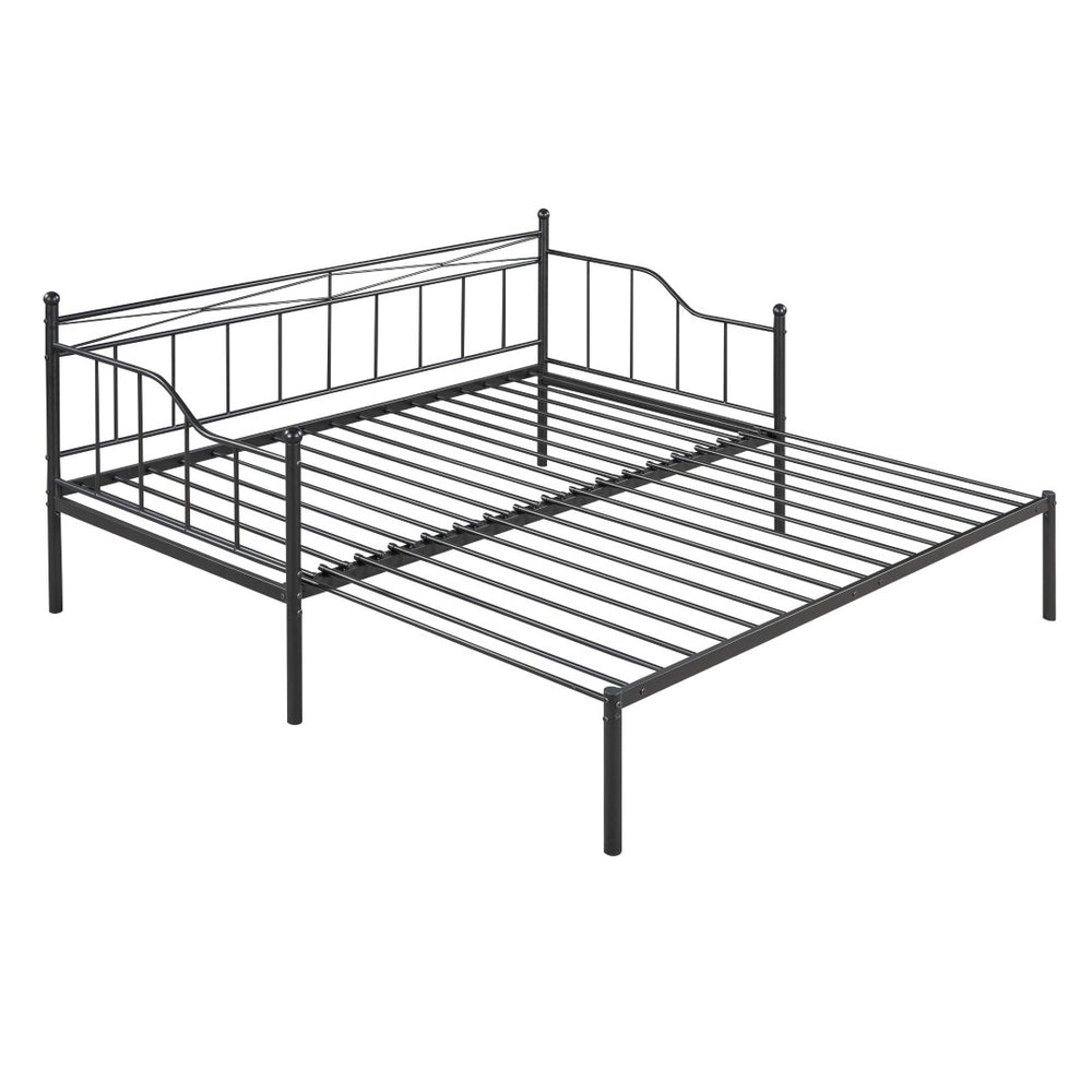 HomeRoots Black Metal Twin Day Bed with Trundle - Stylish Multi-Functional Seating & Sleeping Solution! 590696
