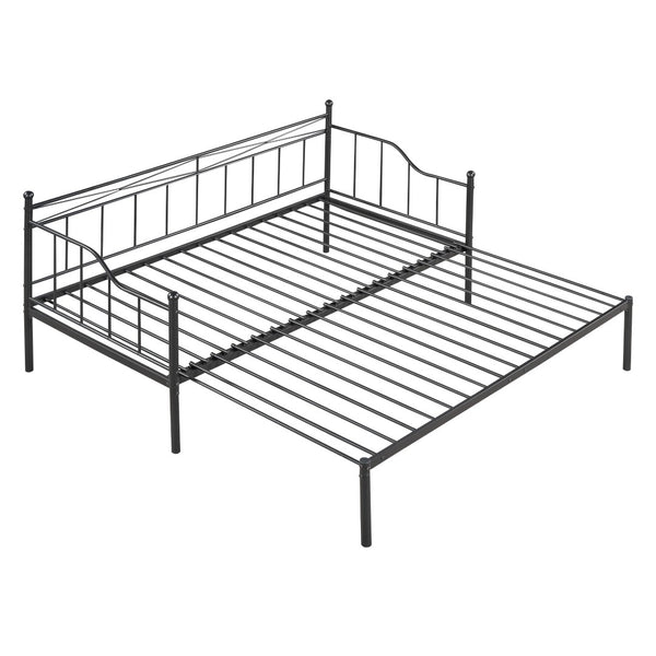 HomeRoots Black Metal Twin Day Bed with Trundle - Stylish Multi-Functional Seating & Sleeping Solution! 590696