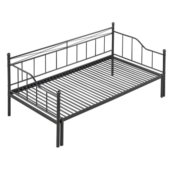 HomeRoots Black Metal Twin Day Bed with Trundle - Stylish Multi-Functional Seating & Sleeping Solution! 590696