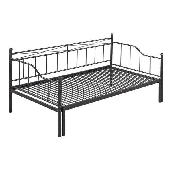 HomeRoots Black Metal Twin Day Bed with Trundle - Stylish Multi-Functional Seating & Sleeping Solution! 590696