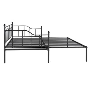 HomeRoots Black Metal Twin Day Bed with Trundle - Stylish Multi-Functional Seating & Sleeping Solution! 590696