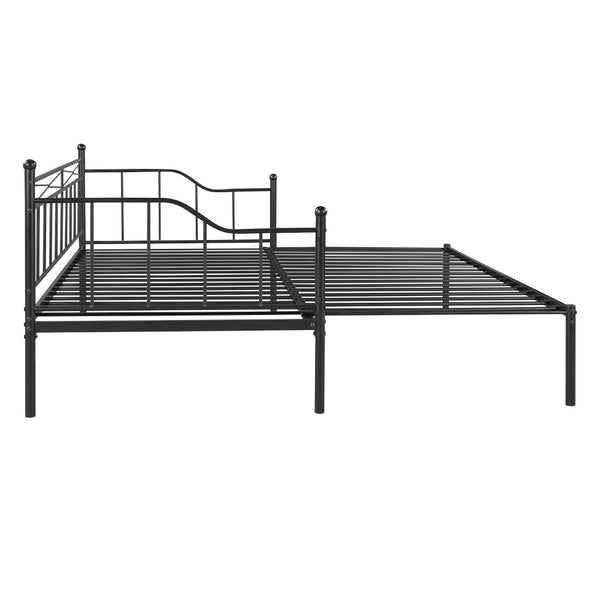 HomeRoots Black Metal Twin Day Bed with Trundle - Stylish Multi-Functional Seating & Sleeping Solution! 590696
