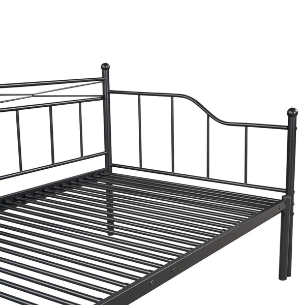 HomeRoots Black Metal Twin Day Bed with Trundle - Stylish Multi-Functional Seating & Sleeping Solution! 590696
