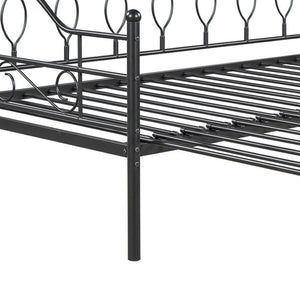 HomeRoots Black Metal Twin Daybed with Trundle - Stylish, Space-Saving Design for Comfort and Versatility 590697