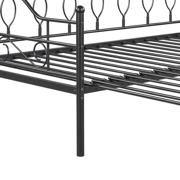 HomeRoots Black Metal Twin Daybed with Trundle - Stylish, Space-Saving Design for Comfort and Versatility 590697