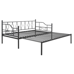 HomeRoots Black Metal Twin Daybed with Trundle - Stylish, Space-Saving Design for Comfort and Versatility 590697