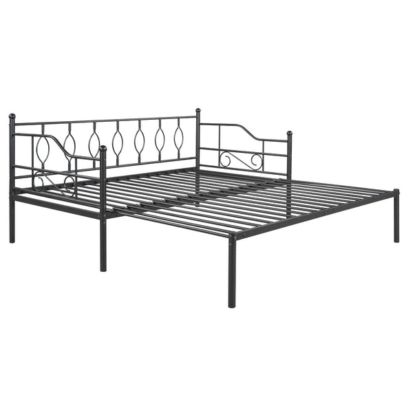 HomeRoots Black Metal Twin Daybed with Trundle - Stylish, Space-Saving Design for Comfort and Versatility 590697