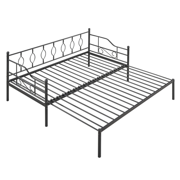 HomeRoots Black Metal Twin Daybed with Trundle - Stylish, Space-Saving Design for Comfort and Versatility 590697
