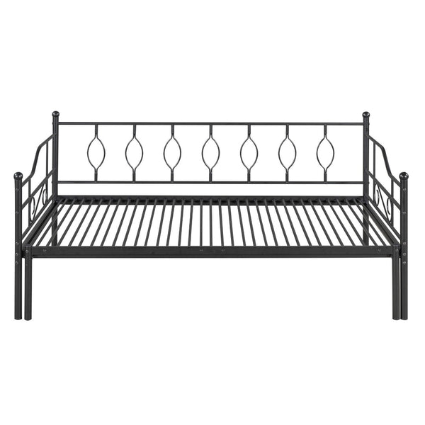 HomeRoots Black Metal Twin Daybed with Trundle - Stylish, Space-Saving Design for Comfort and Versatility 590697