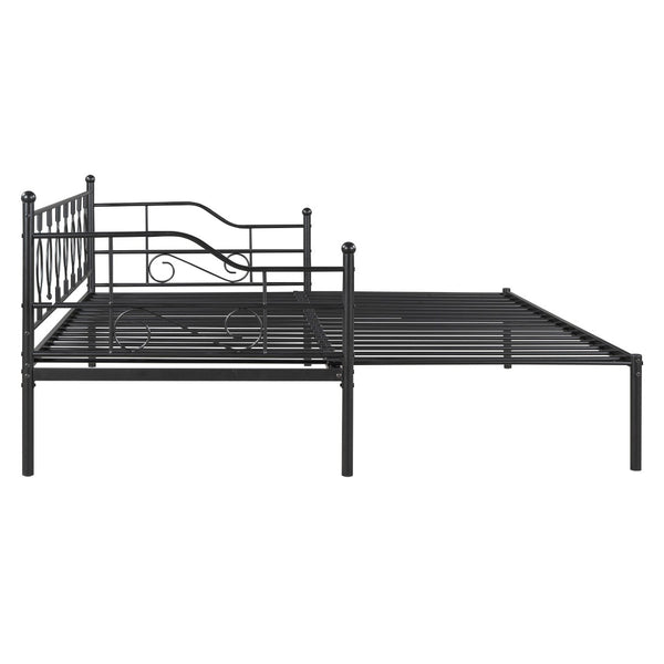 HomeRoots Black Metal Twin Daybed with Trundle - Stylish, Space-Saving Design for Comfort and Versatility 590697