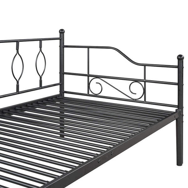 HomeRoots Black Metal Twin Daybed with Trundle - Stylish, Space-Saving Design for Comfort and Versatility 590697