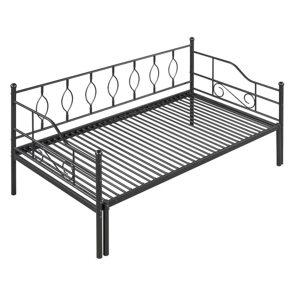 HomeRoots Black Metal Twin Daybed with Trundle - Stylish, Space-Saving Design for Comfort and Versatility 590697