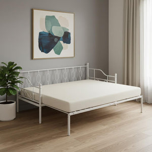 HomeRoots White Metal Twin Day Bed with Trundle - Stylish, Durable, Multi-Functional Design for Any Space 590698