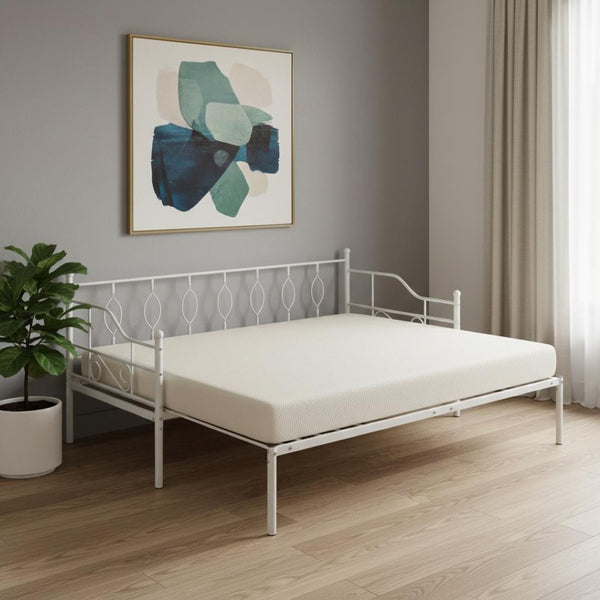HomeRoots White Metal Twin Day Bed with Trundle - Stylish, Durable, Multi-Functional Design for Any Space 590698