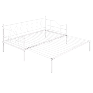 HomeRoots White Metal Twin Day Bed with Trundle - Stylish, Durable, Multi-Functional Design for Any Space 590698