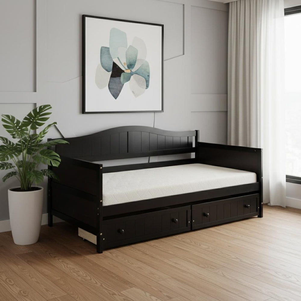 HomeRoots Espresso Wood Twin Day Bed - Stylish, Durable & Versatile Seating Solution for Any Space or Guestroom 590699