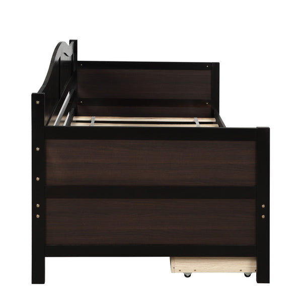 HomeRoots Espresso Wood Twin Day Bed - Stylish, Durable & Versatile Seating Solution for Any Space or Guestroom 590699