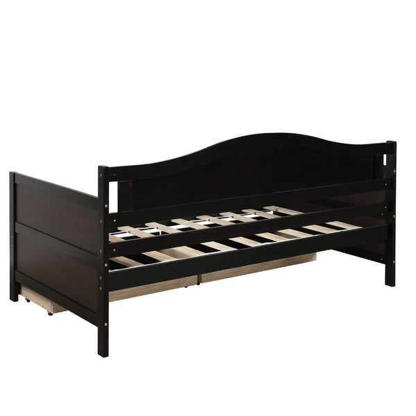 HomeRoots Espresso Wood Twin Day Bed - Stylish, Durable & Versatile Seating Solution for Any Space or Guestroom 590699