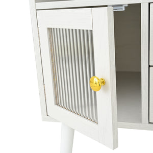 English Elm 3-in-1 Vanity Desk with LED Flip Mirror, Compact Makeup/Dressing Table with Storage Drawers & Stool White N844P291656A