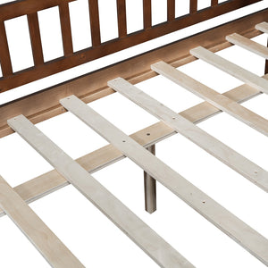 HomeRoots Walnut Wood Full Day Bed Frame – Stylish, Versatile Furniture for Seating & Sleeping in Any Space 590700