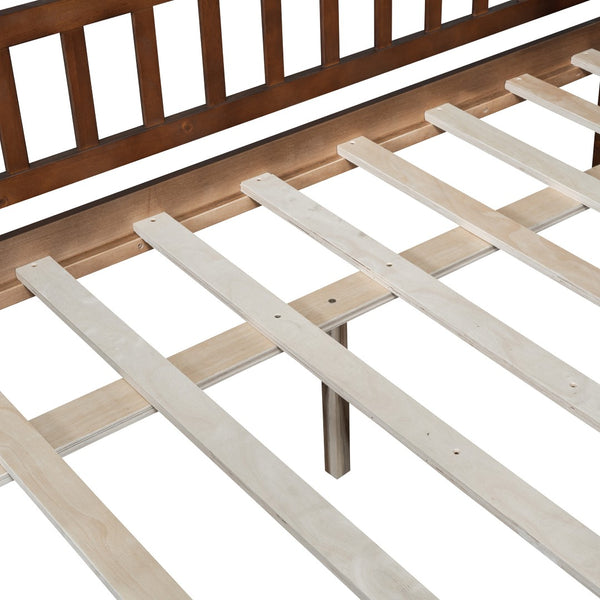 HomeRoots Walnut Wood Full Day Bed Frame – Stylish, Versatile Furniture for Seating & Sleeping in Any Space 590700