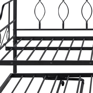 HomeRoots Black Metal Full Day Bed with Pull-Out Trundle - Stylish, Space-Saving Solution for Any Room! 590702