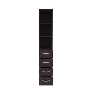 English Elm Linen 68" Tall Black Bathroom Cabinet with 3 Shelves, 4 Drawers, Metal Handles—Space Saving Storage and Modern Design B097P296830