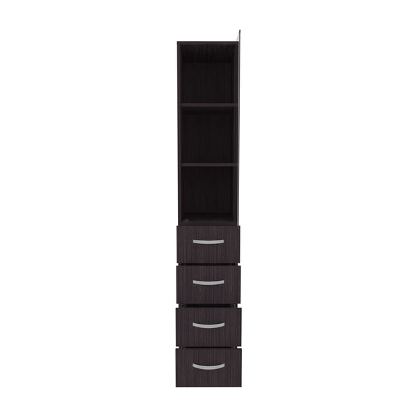 English Elm Linen 68" Tall Black Bathroom Cabinet with 3 Shelves, 4 Drawers, Metal Handles—Space Saving Storage and Modern Design B097P296830
