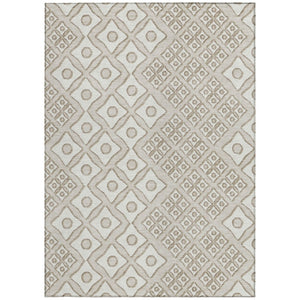 Homeroots 3' Artichoke Green And Aqua Geometric Washable Area Rug For Stylish Indoor Or Outdoor Spaces 5' X 8' Polyester 590710