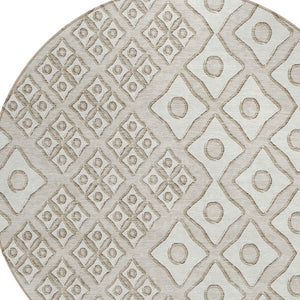Homeroots 3' Artichoke Green And Aqua Geometric Washable Area Rug For Stylish Indoor Or Outdoor Spaces 8' Round Polyester 590711
