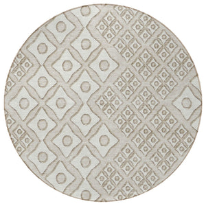 Homeroots 3' Artichoke Green And Aqua Geometric Washable Area Rug For Stylish Indoor Or Outdoor Spaces 8' Round Polyester 590711