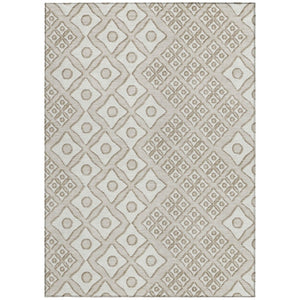 HomeRoots 9' Stylish Beige and Ivory Geometric Washable Area Rug for Indoor and Outdoor High Traffic Spaces 9' X 12' 590713