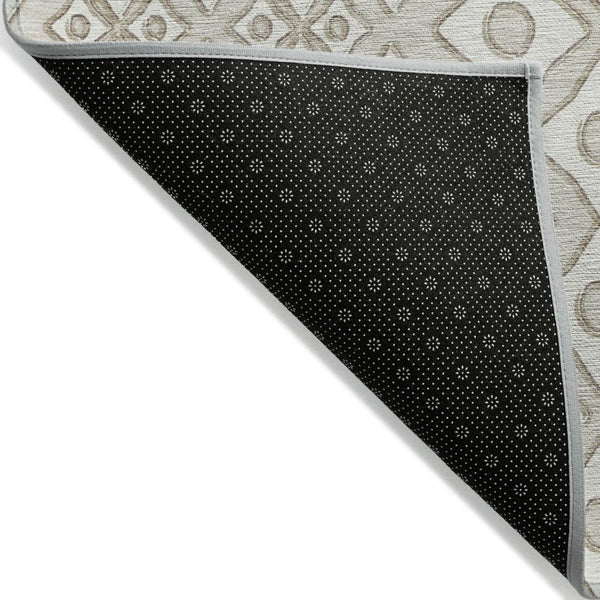 HomeRoots 9' Stylish Beige and Ivory Geometric Washable Area Rug for Indoor and Outdoor High Traffic Spaces 9' X 12' 590713