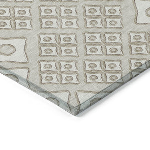 HomeRoots 9' Stylish Beige and Ivory Geometric Washable Area Rug for Indoor and Outdoor High Traffic Spaces 9' X 12' 590713