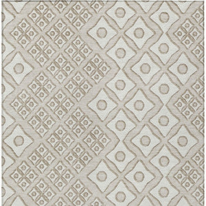 HomeRoots 9' Stylish Beige and Ivory Geometric Washable Area Rug for Indoor and Outdoor High Traffic Spaces 9' X 12' 590713