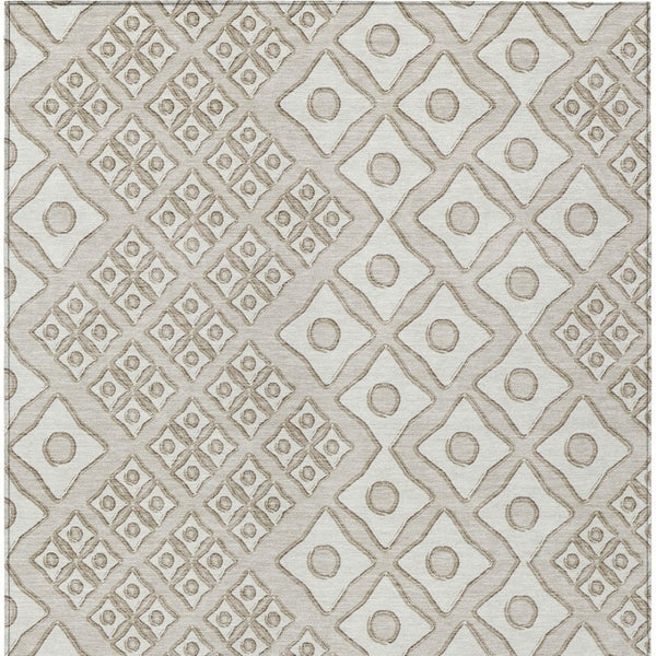 HomeRoots 9' Stylish Beige and Ivory Geometric Washable Area Rug for Indoor and Outdoor High Traffic Spaces 9' X 12' 590713