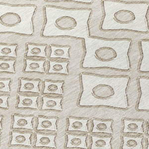 HomeRoots 9' Stylish Beige and Ivory Geometric Washable Area Rug for Indoor and Outdoor High Traffic Spaces 9' X 12' 590713