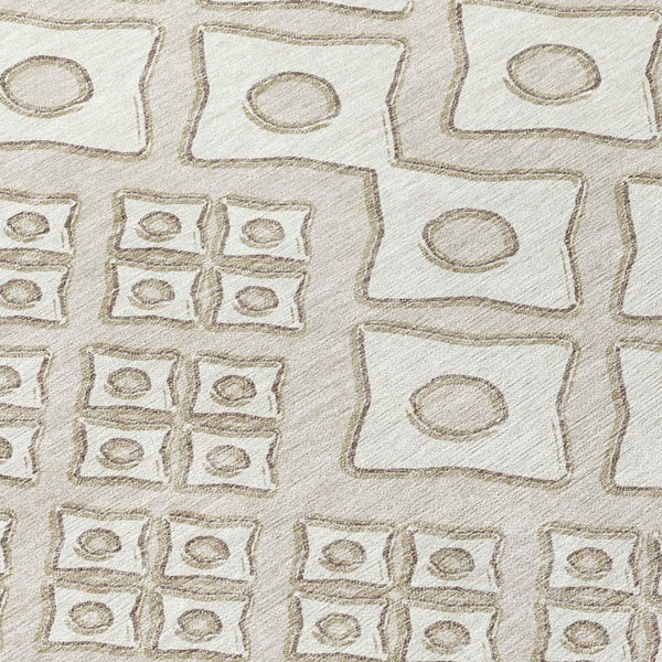 HomeRoots 9' Stylish Beige and Ivory Geometric Washable Area Rug for Indoor and Outdoor High Traffic Spaces 9' X 12' 590713