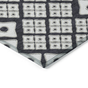 Homeroots 3' Artichoke Green And Aqua Geometric Washable Area Rug For Stylish Indoor Or Outdoor Spaces 5' X 8' Polyester 590716