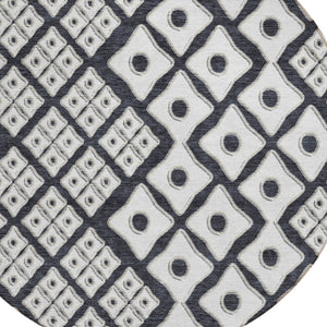 Homeroots 3' Artichoke Green And Aqua Geometric Washable Area Rug For Stylish Indoor Or Outdoor Spaces 8' Round Polyester 590717