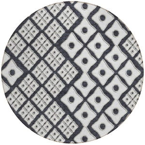 Homeroots 3' Artichoke Green And Aqua Geometric Washable Area Rug For Stylish Indoor Or Outdoor Spaces 8' Round Polyester 590717