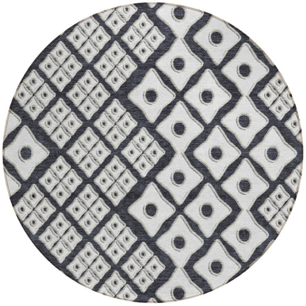 Homeroots 3' Artichoke Green And Aqua Geometric Washable Area Rug For Stylish Indoor Or Outdoor Spaces 8' Round Polyester 590717