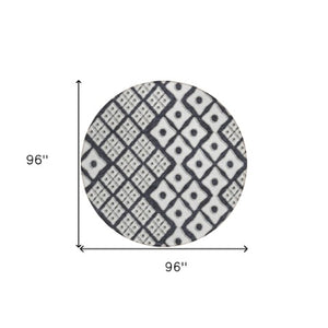 Homeroots 3' Artichoke Green And Aqua Geometric Washable Area Rug For Stylish Indoor Or Outdoor Spaces 8' Round Polyester 590717