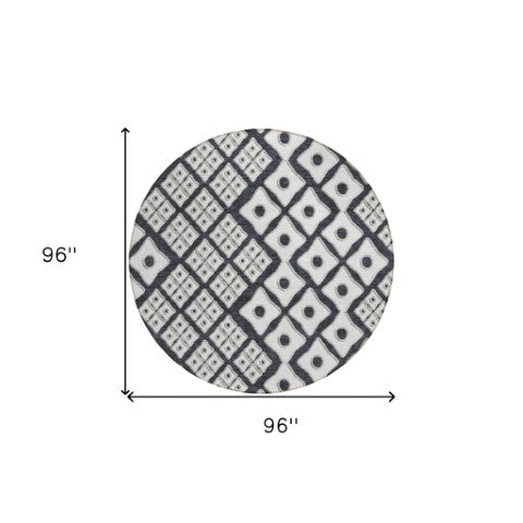 Homeroots 3' Artichoke Green And Aqua Geometric Washable Area Rug For Stylish Indoor Or Outdoor Spaces 8' Round Polyester 590717