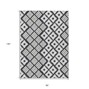 Homeroots 3' Artichoke Green And Aqua Geometric Washable Area Rug For Stylish Indoor Or Outdoor Spaces 8' X 10' Polyester 590718