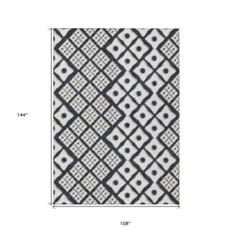 Homeroots 3' Artichoke Green And Aqua Geometric Washable Area Rug For Stylish Indoor Or Outdoor Spaces 9' X 12' Polyester 590719